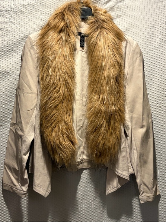 INC International Concepts Jackets & Blazers - INC International Concepts Cream Jacket with Tan Faux Fur Shawl Collar